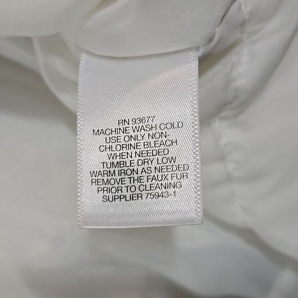 White Hooded Insulated Jacket Coat XL Fur Trim Zip Pennylane Ski Puffer Preppy - Picture 16 of 16